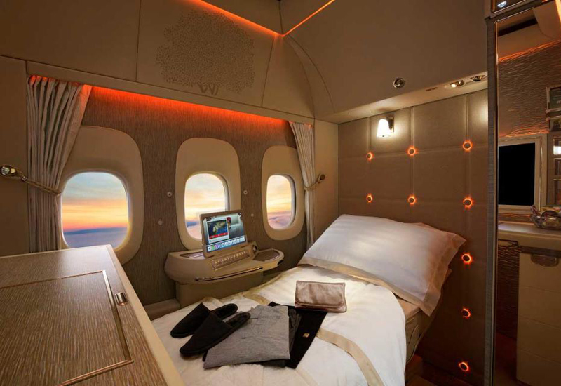 The new first class cabins on Emirates Boeing 777-300ER aircraft .
