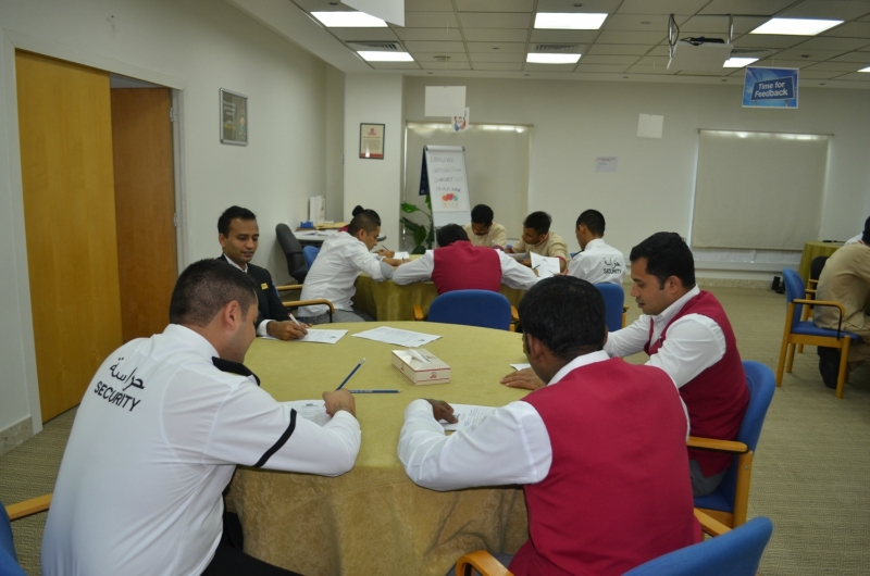 Employees in Al Bustan Centre & Residence in Dubai complete the property's annual employee satisfaction survey.