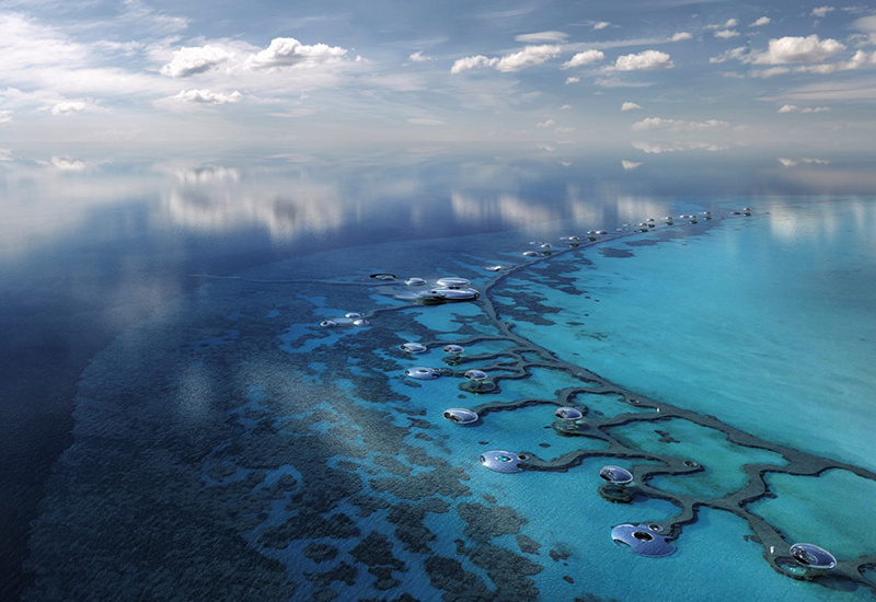 A rendering of an island resort at the Red Sea Project